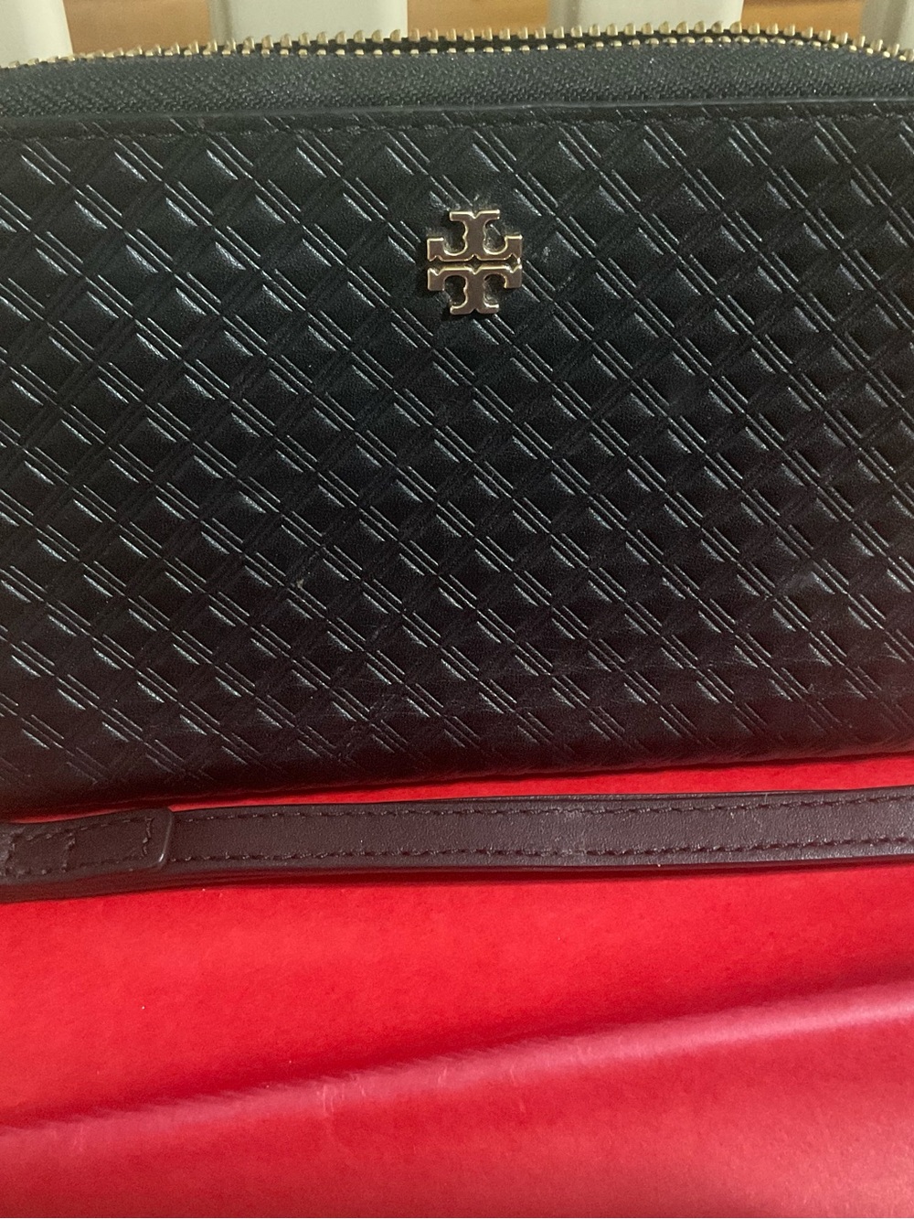 Tory Burch Black Quilted Zip Wristlet